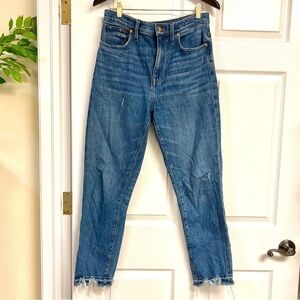 MADEWELL High-Rise Slim Boyjean in Dover Wash: Raw-Hemmed Edition women’s 28T